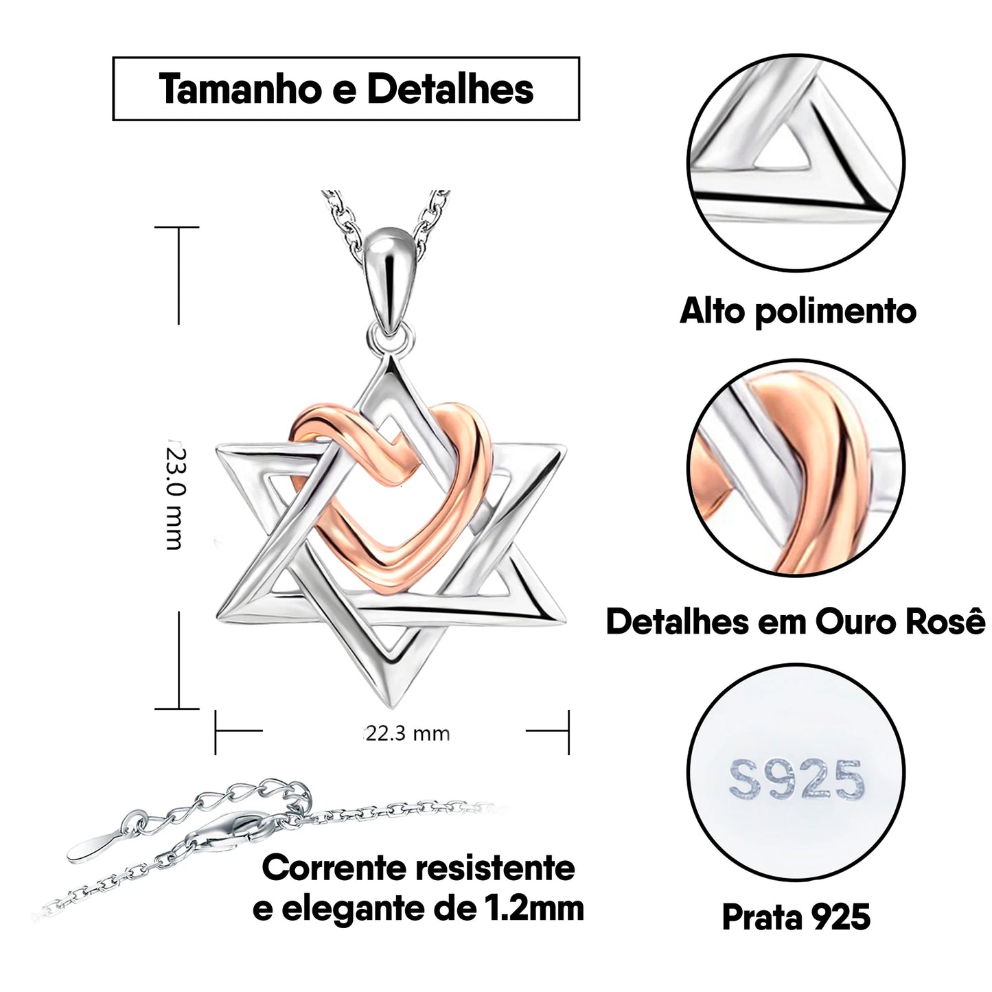 Colar Ahava em Prata e Ouro rosê