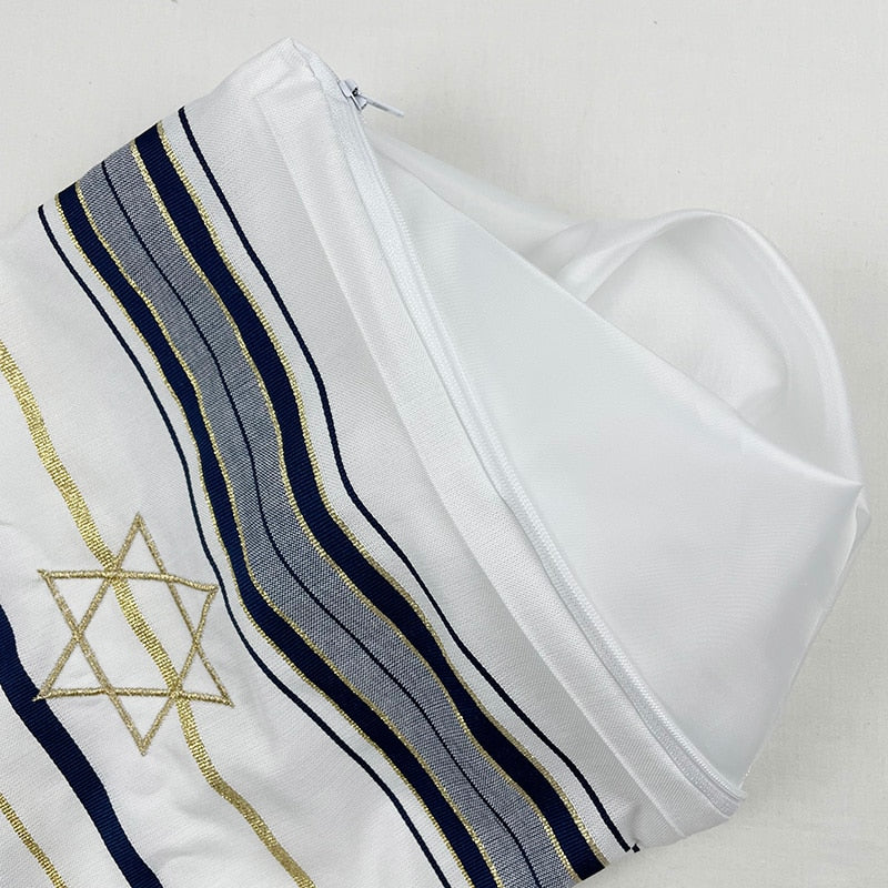 Bolsa para Talit de Tecido Azul escuro e Dourado