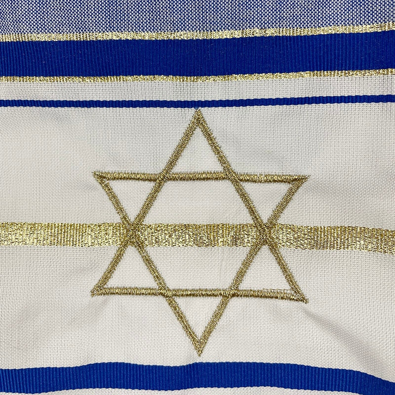 Bolsa para Talit de Tecido Azul e Dourado